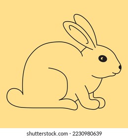 bunny outline vector set, rabbits in different position collection, monochrome, easter, line art, outline