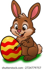 Conejito pintando un huevo de Pascua