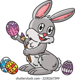 Bunny Painting Easter Egg Cartoon Colored Clipart