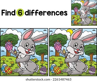 Bunny Painting Easter Egg Find The Differences