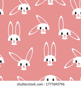 Bunny pattern on pink background. Great for wallpaper, web background, wrapping paper, fabric, packaging, greeting cards, invitations and more.