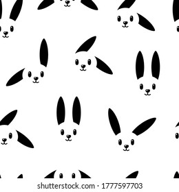 Bunny pattern on white background. Great for wallpaper, web background, wrapping paper, fabric, packaging, greeting cards, invitations and more.