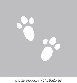 Bunny paw, trail, pet, step, footprint. Animal print. Cute cartoon bunny paw print. Pastel color cutie rabbit paw. Sticker, wall art, background. Kids design, decoration, easter