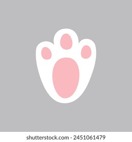 Bunny paw, trail, pet, step, footprint. Animal print. Cute cartoon bunny paw print. Pastel color cutie rabbit paw. Sticker, wall art, background. Kids design, decoration, easter