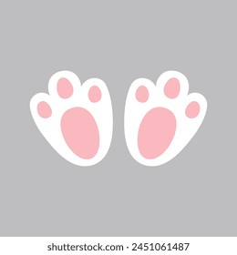 Bunny paw, trail, pet, step, footprint. Animal print. Cute cartoon bunny paw print. Pastel color cutie rabbit paw. Sticker, wall art, background. Kids design, decoration, easter