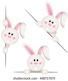 Bunny peeking from behind in various positions
