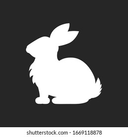 Bunny pet silhouette. Hare vector cute rabbit in cartoon style