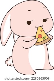 Bunny with piece of pizza - pizza lover