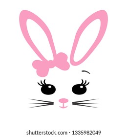 bunny pink face , girl,  easter cut out file - vector