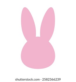 Bunny pink head with ears icon,  pink rabbit ear silhouette, Easter hare ears. Cute bunny ears for Easter, rabbit mask on transparent background, for greeting card.