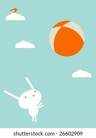 Bunny playing with a ball