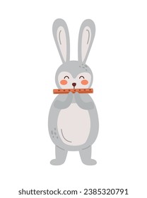 bunny playing flute vector isolated
