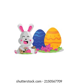 Guitarra de tocador con diseño de ilustración de óvulos de Pascua