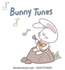 Bunny Juega Diseño de Vector Ukulele