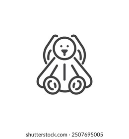 Bunny plush toy line icon. linear style sign for mobile concept and web design. Bunny toy outline vector icon. Symbol, logo illustration. Vector graphics