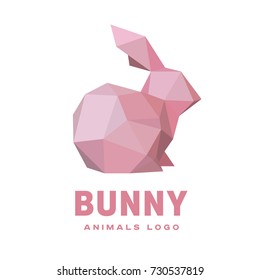 Bunny polygon logo design modern art style Rabbit animal