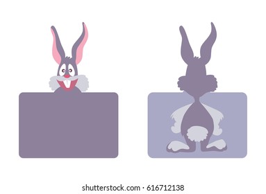 Bunny posing with a towel. Vector Illustration. Isolated on white background.