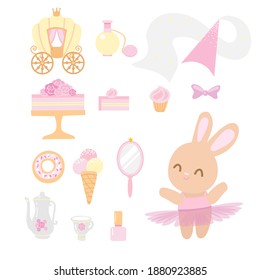 bunny princess set on the white background