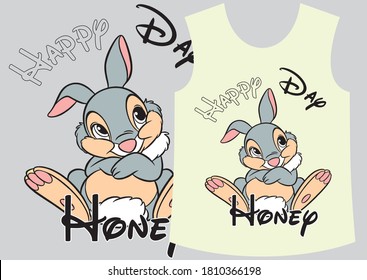 bunny  print t shirt girl vector boy 