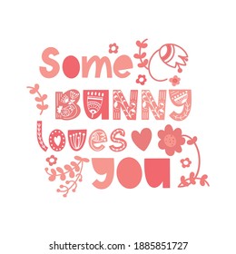 Bunny quotes. Happy Easter colorful lettering. Hand written Easter phrases. Seasons Greetings