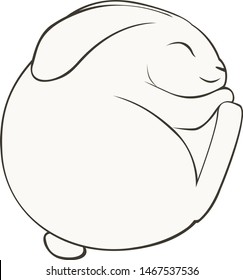 Bunny rabbit ball.  Cute cartoon critter curled up into a round shape.  Vector art isolated on transparent / white background.  Matching animals also available in the set.