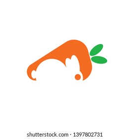 Bunny, rabbit and Carrot flat icon - Vector
