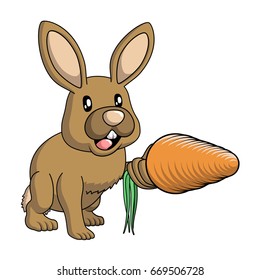 Bunny Rabbit with Carrot Vector Illustration