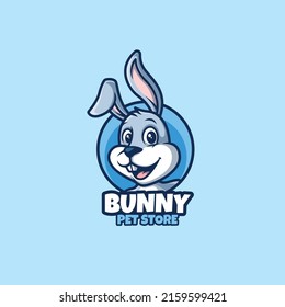 Bunny Rabbit Cartoon Cute Pet Shop Logo Design