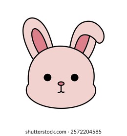 bunny rabbit cartoon face On white background