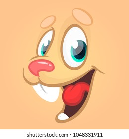 Bunny rabbit cartoon. Vector illustration of happy laughing  rabbit face. Design for Easter