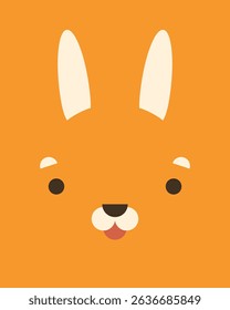 Bunny or rabbit character. Cartoon cute face of animal for baby card, poster, baby shower invitation, nursery wall art, room decoration, printing on fabric, postcard, wrapping paper