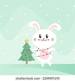 bunny rabbit christmas winter snow animai