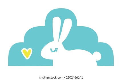 bunny rabbit cloud vector illustration