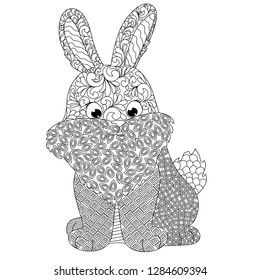 
bunny rabbit coloring book vector illustration