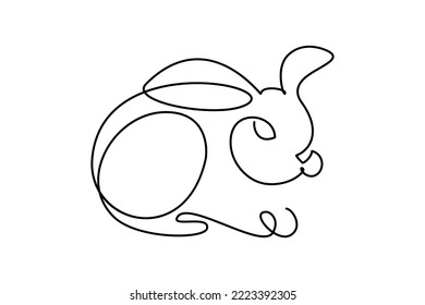 Bunny rabbit in continuous line art drawing style. Hare animal black linear sketch isolated on white background. Vector illustration