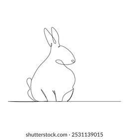 Bunny rabbit in continuous line art drawing style. Hare black linear sketch isolated on Vector illustration A minimalist line art illustration of a rabbit sitting next, all depicted with smooth,