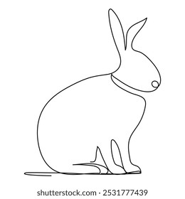  Bunny rabbit in continuous line art drawing style. Hare black linear sketch isolated on Vector illustration A minimalist line art illustration of a rabbit sitting next, all depicted with smooth,