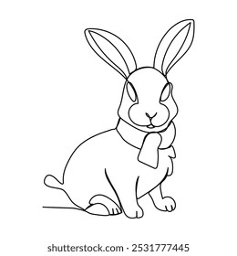  Bunny rabbit in continuous line art drawing style. Hare black linear sketch isolated on Vector illustration A minimalist line art illustration of a rabbit sitting next, all depicted with smooth,