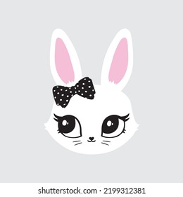 Bunny rabbit cute eyes kids room decor print