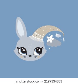 Bunny rabbit cute eyes kids room decor print