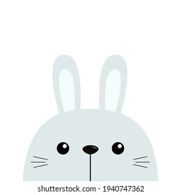 Bunny rabbit. Cute funny head face. Kawaii cartoon character. Happy Valentines Day. Easter. Baby greeting card template. Notebook cover, tshirt. White background. Flat design. Vector illustration