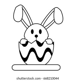 bunny or rabbit with decorated egg easter related icon image 