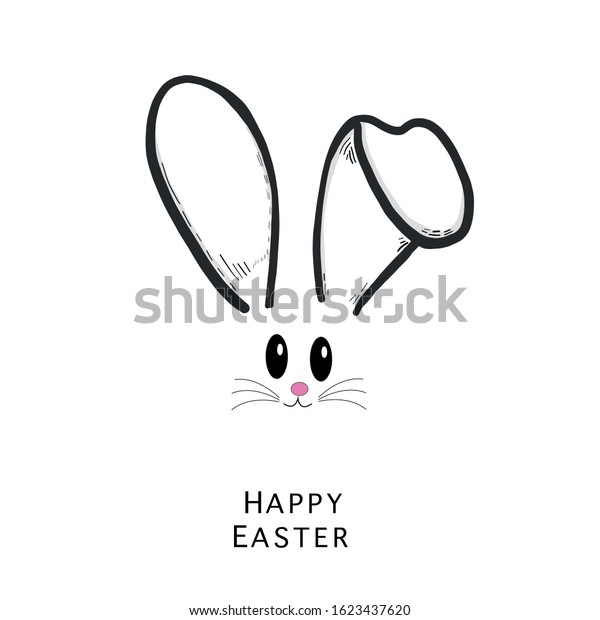 Bunny Rabbit Ear Simple Bunny Face Stock Vector Royalty Free