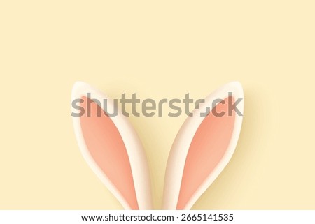 Bunny, Rabbit Ears Banner with Space for Text, Vector Illustration. Bunny Ears Holiday Background for Easter Greeting. Bunny Ears Decorative Template for Spring Celebration. Cute Rabbit Ears