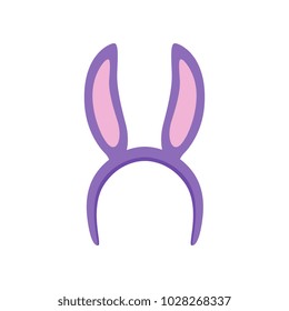 Bunny rabbit ears, masquerade decor, carnival headdress element cartoon vector Illustration on a white background