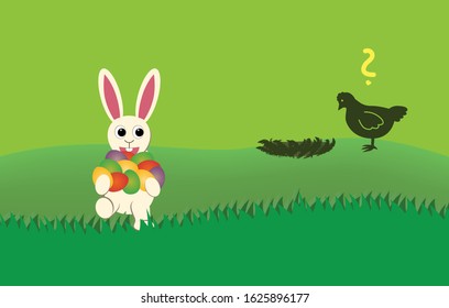 bunny rabbit easter colorful cartoon comic eggs