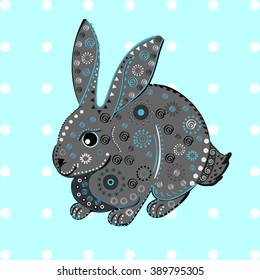Bunny rabbit Easter ethnic pattern