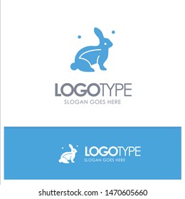 Bunny, Rabbit, Easter, Nature Blue Solid Logo with place for tagline. Vector Icon Template background