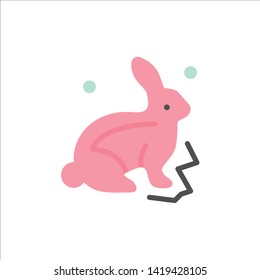 Bunny, Rabbit, Easter, Nature  Flat Color Icon. Vector icon banner Template
