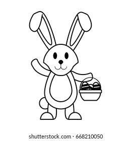 bunny or rabbit with egg and basket easter related icon image 